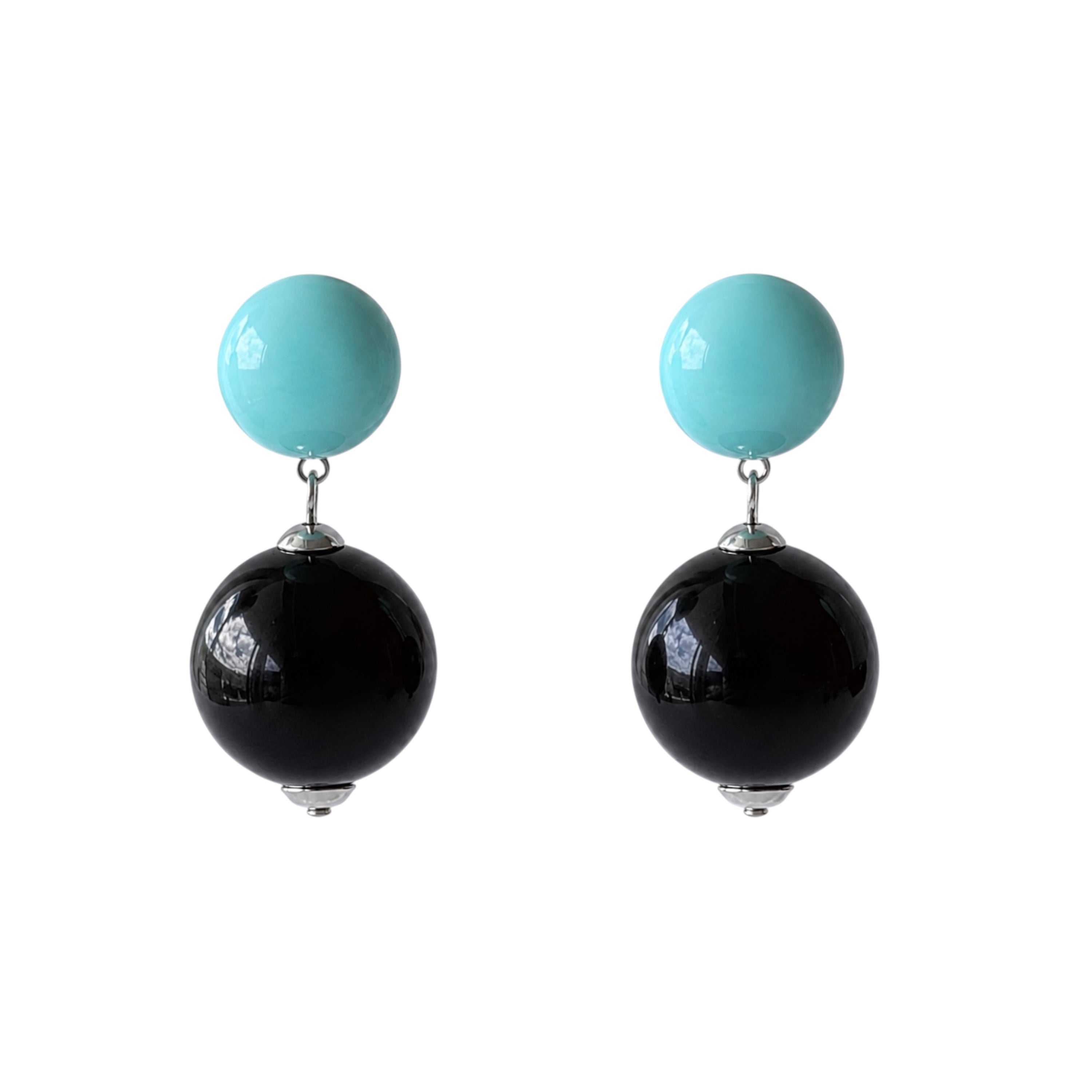 The Seventy Collection by Tessa Bijoux- Turquoise Black Resin Earrings