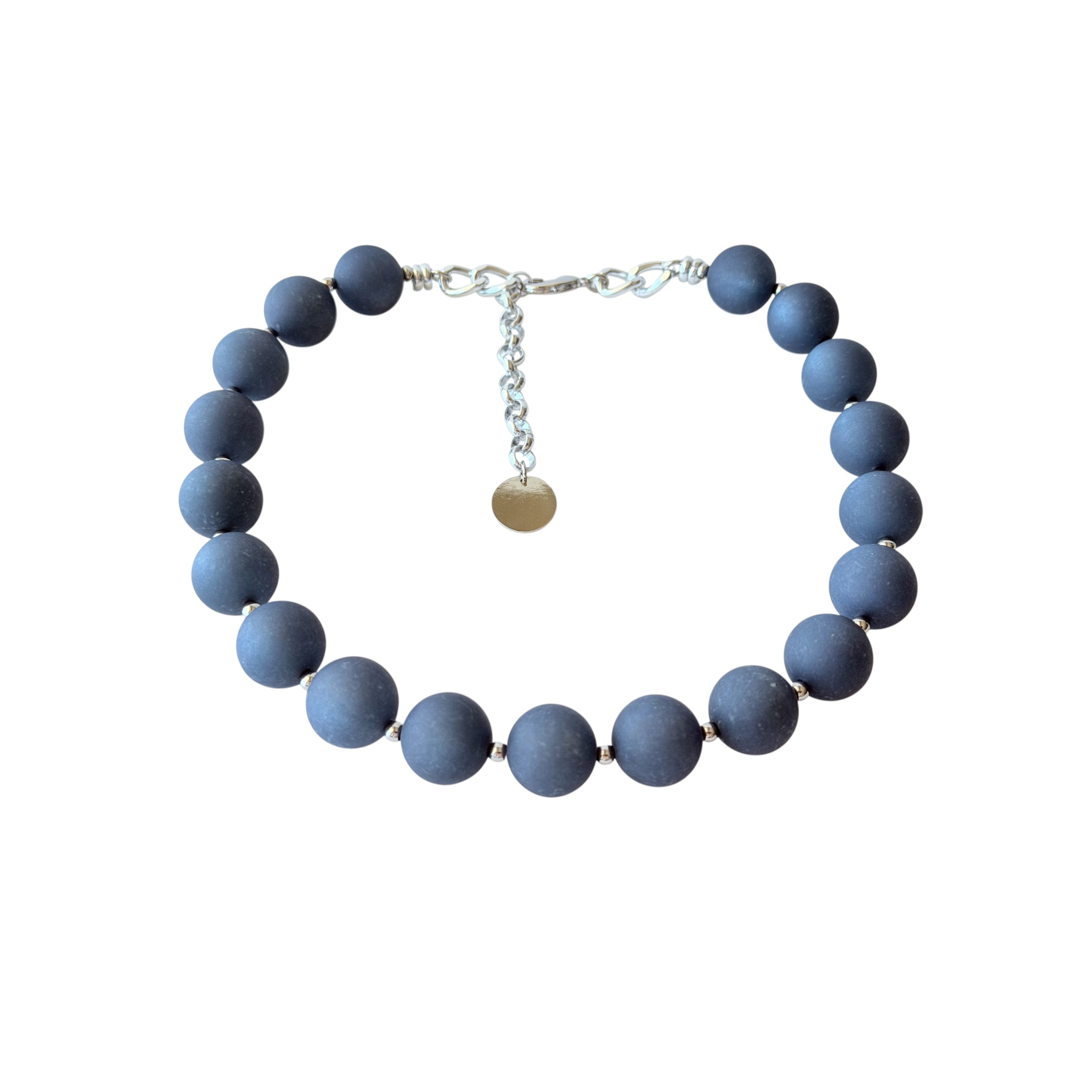THE SEVENTY COLLECTION- 18 MM DARK BLUE MATTE STATEMENT NECKLACE BY TESSA BIJOUX