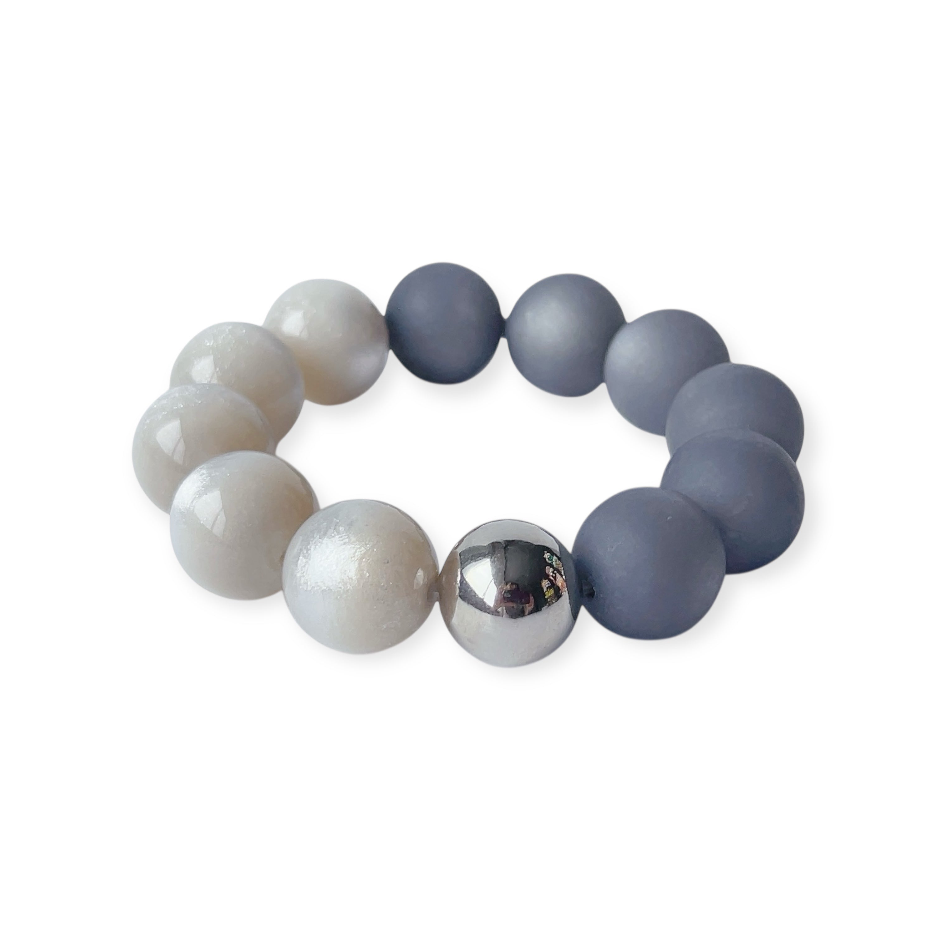 The Seventy Collection- 18 mm Ingrid Grey White Bracelet by Tessa Bijoux