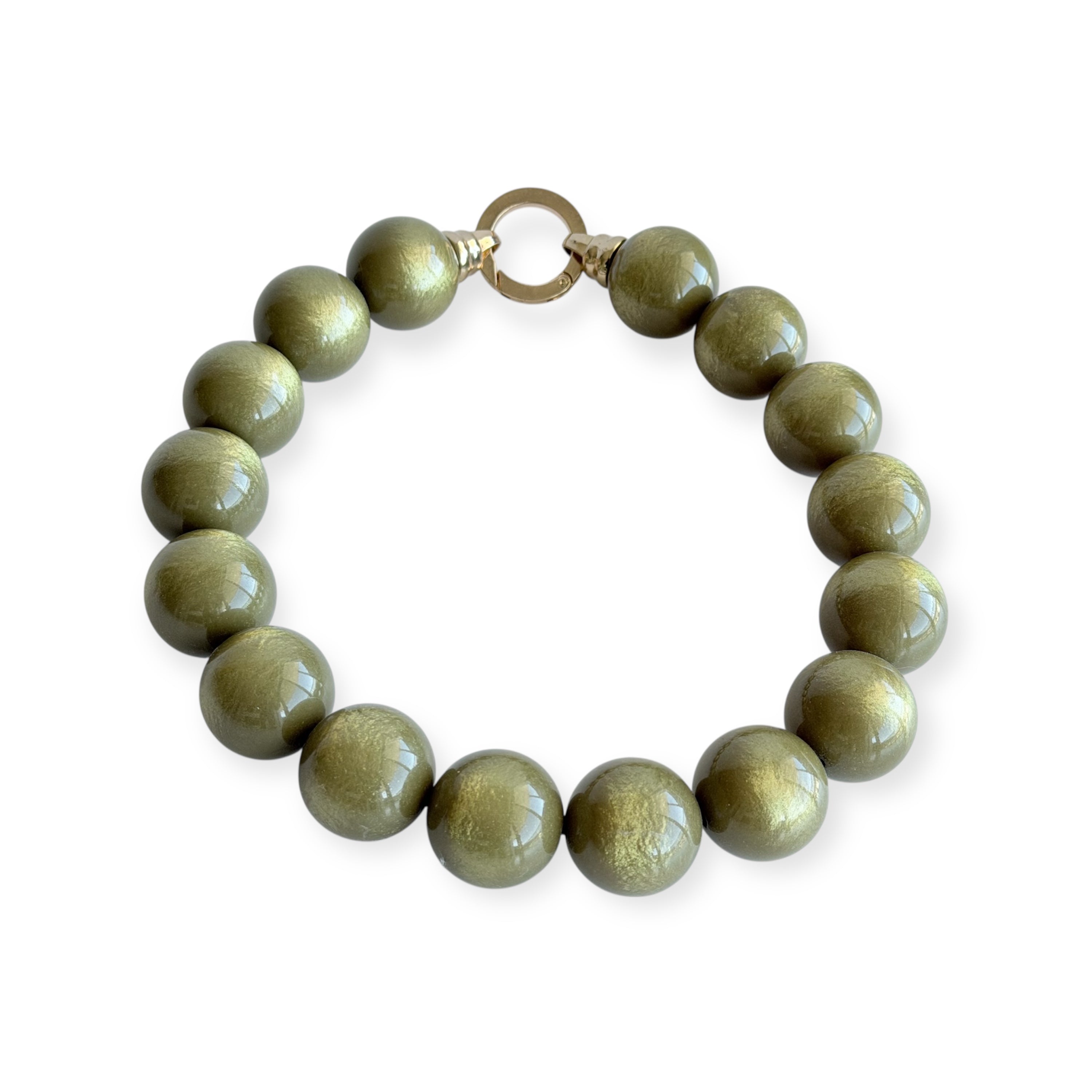 The Seventy Collection- 25 mm Ingrid Khaki Pearlescent Bold Statement Necklace