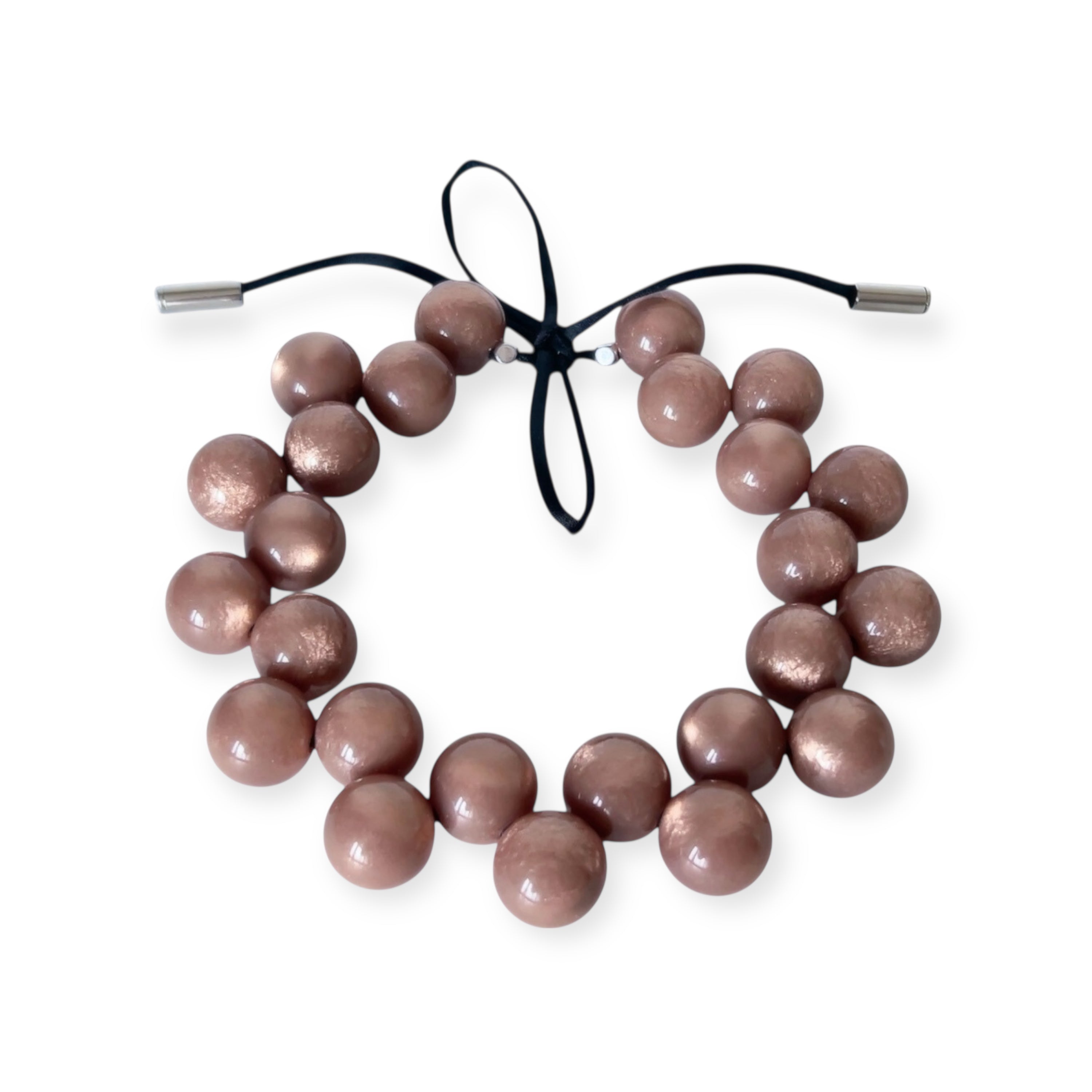 The Seventy- Audrey Mocha Mousse Brown Pearly Bold Necklace by Tessa Bijoux