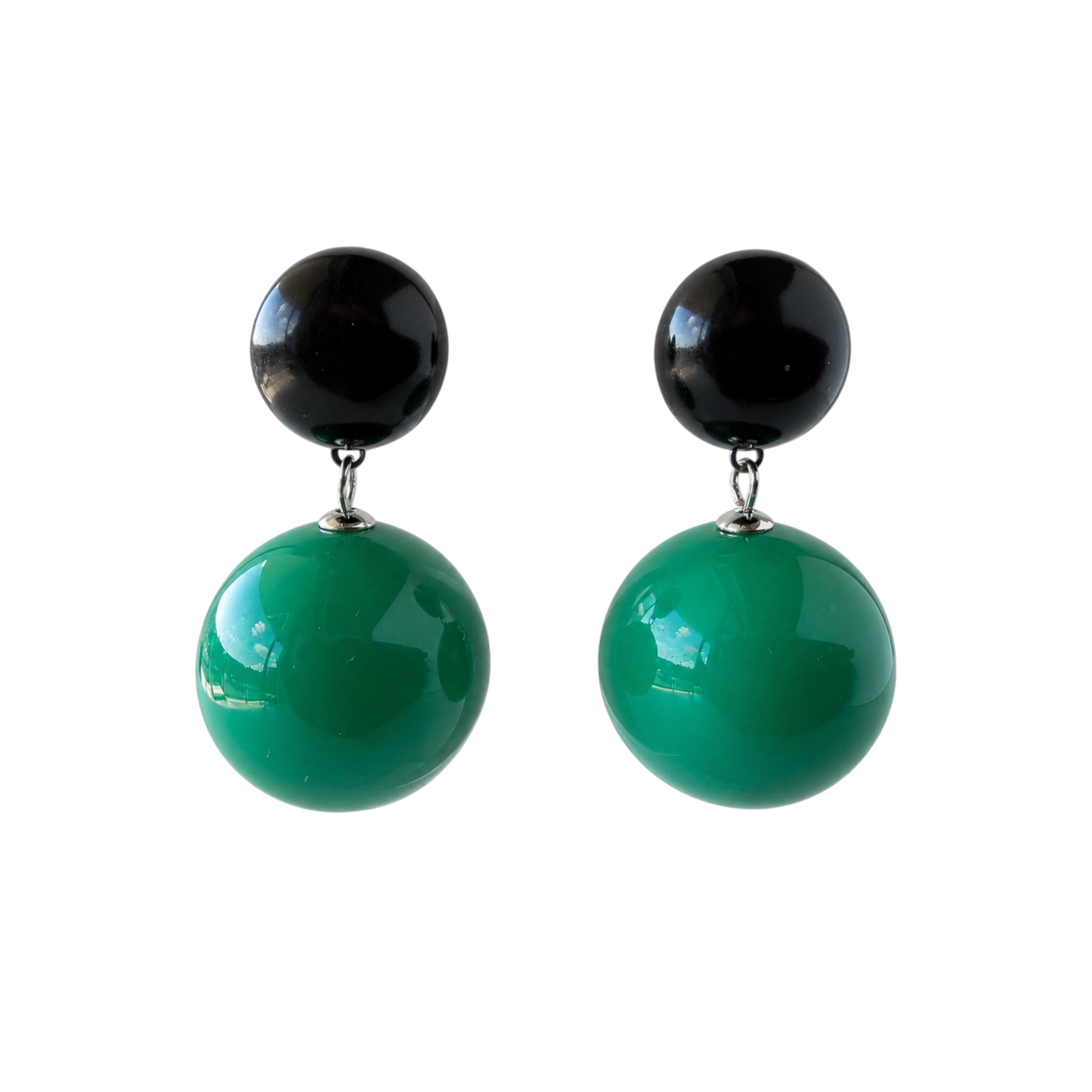 THE SEVENTY COLLECTION BY TESSA BIJOUX- GREEN BLACK  RESIN EARRINGS