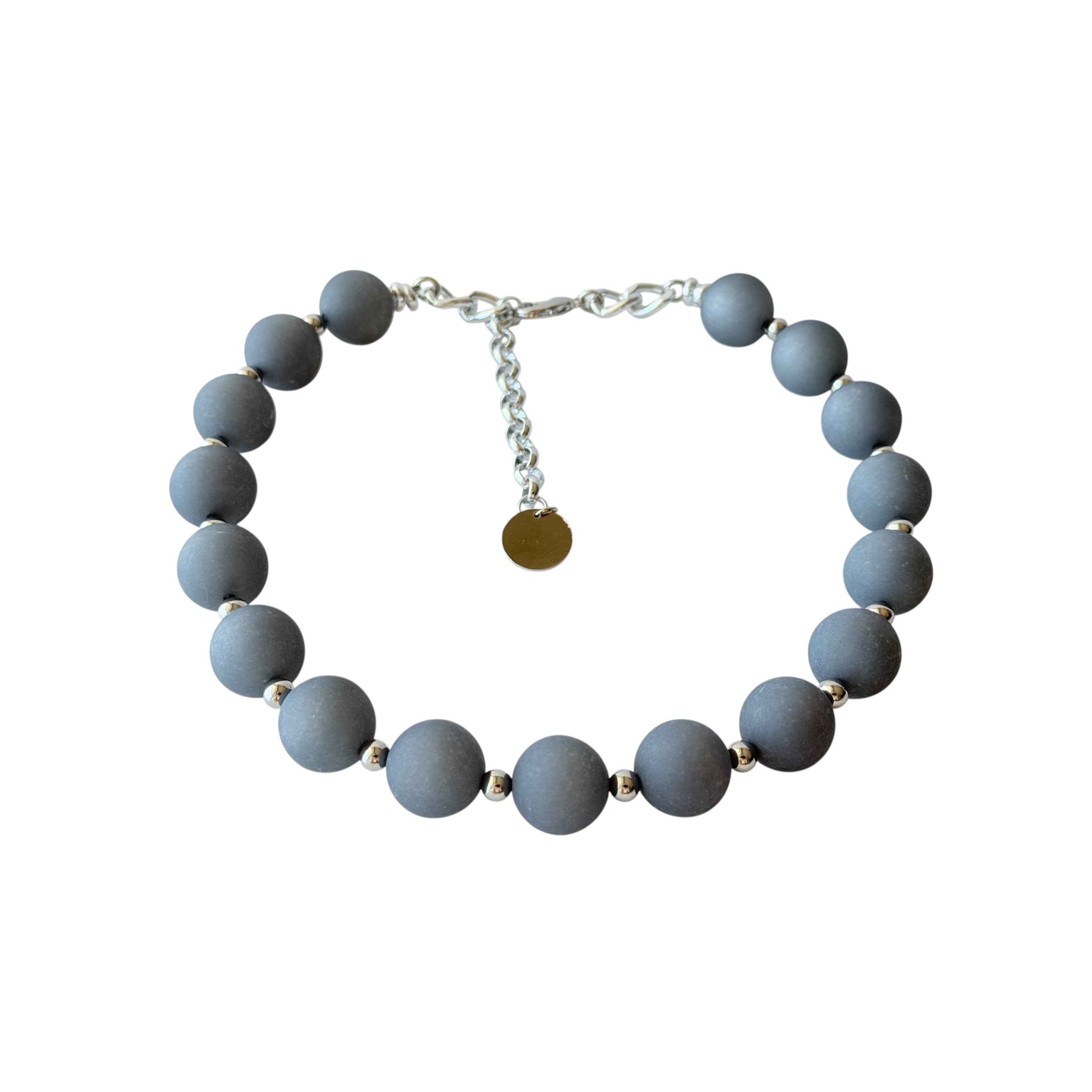 THE SEVENTY COLLECTION- 18 MM BLUE GRAY MATTE STATEMENT NECKLACE BY TESSA BIJOUX