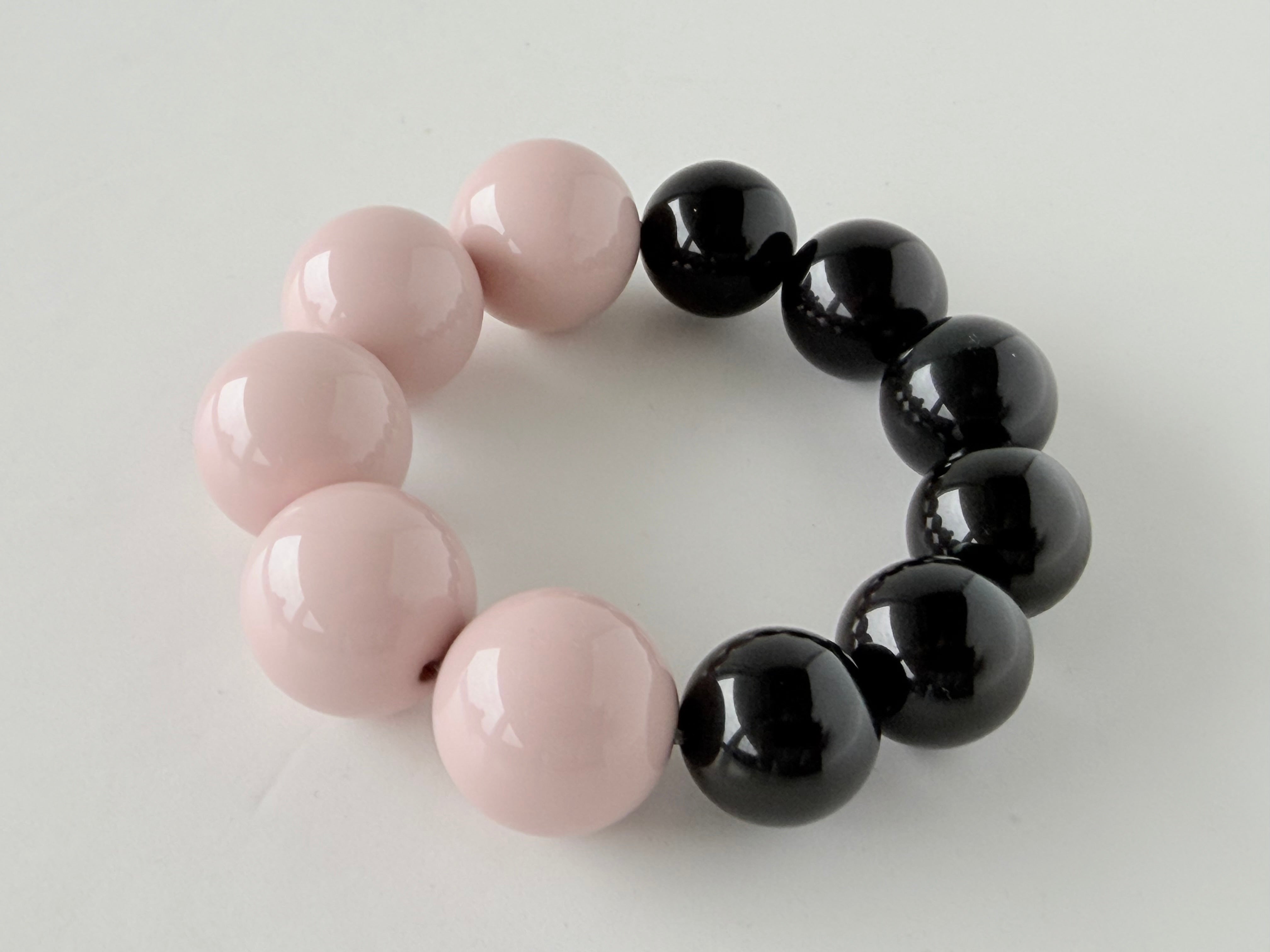 THE SEVENTY COLLECTION - 18 MM MARILYN BLUSH PINK BLACK BRACELET BY TESSA BIJOUX