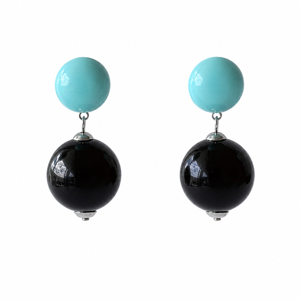 The Seventy Collection by Tessa Bijoux- Turquoise Black Resin Earrings