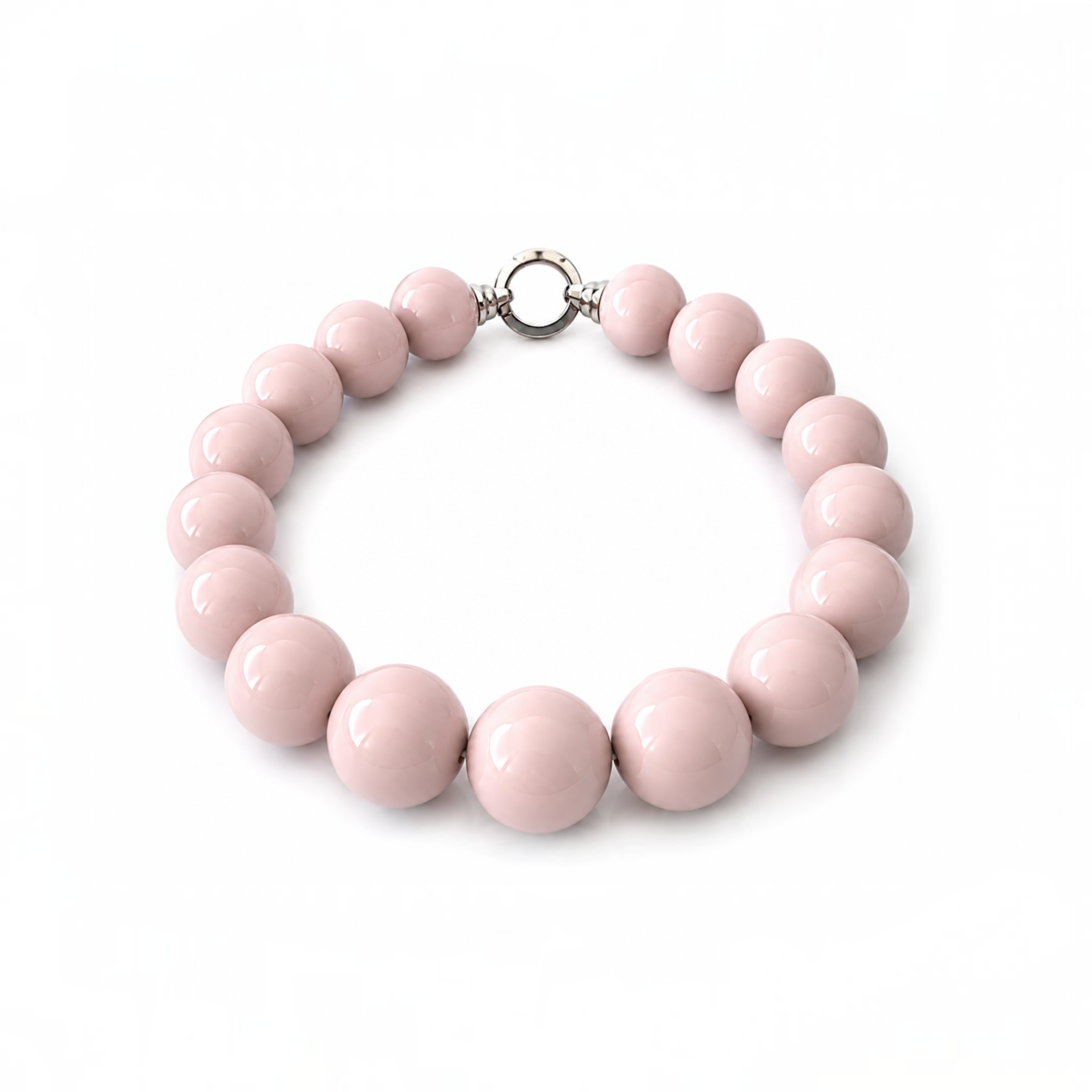 THE SEVENTY COLLECTION- 22 MM INGRID POWDER PINK BOLD STATEMENT NECKLACE BY TESSA BIJOUX