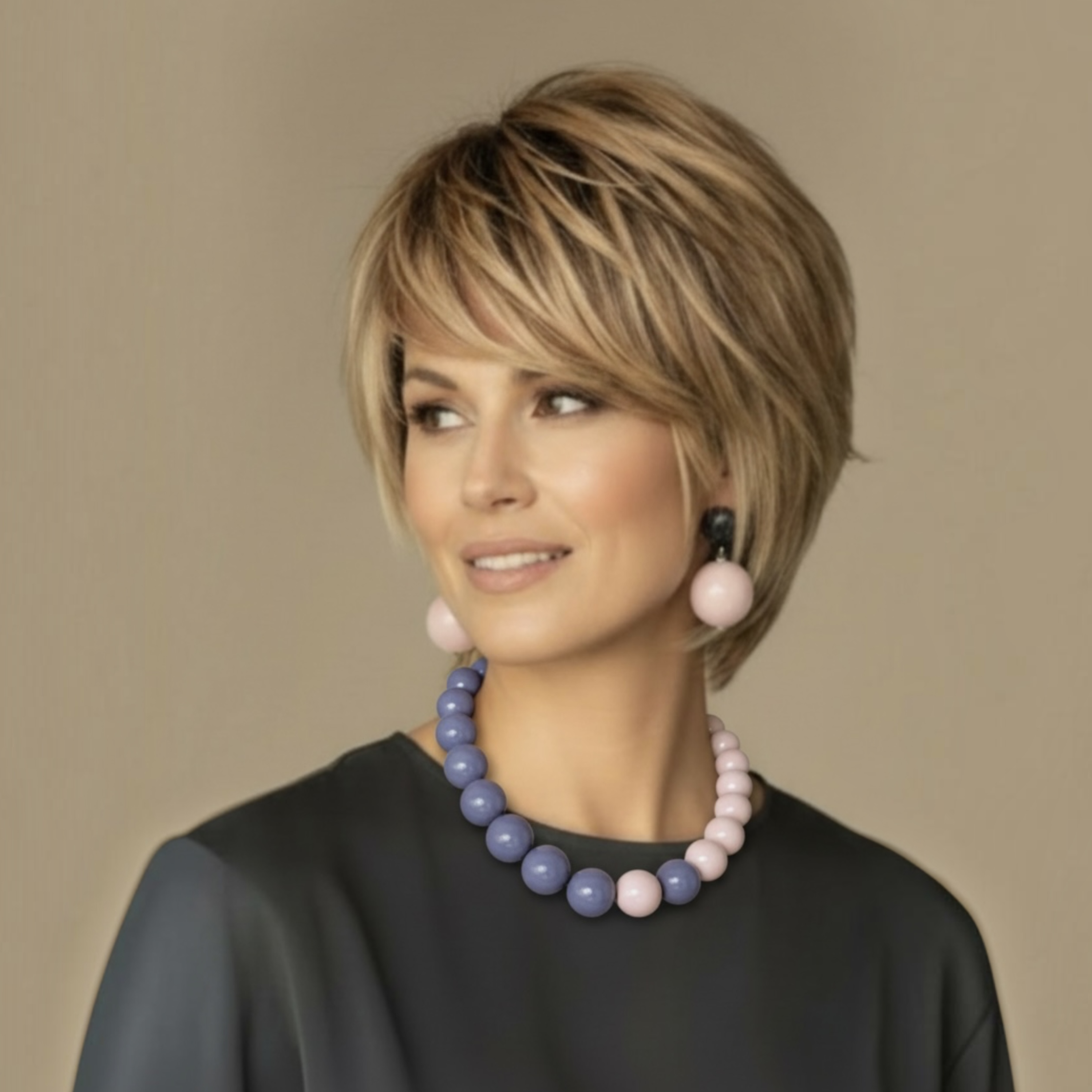 THE SEVENTY COLLECTION- 22 MM SKIPPER BLUE BLUSH PINK STATEMENT NECKLACE BY TESSA BIJOUX