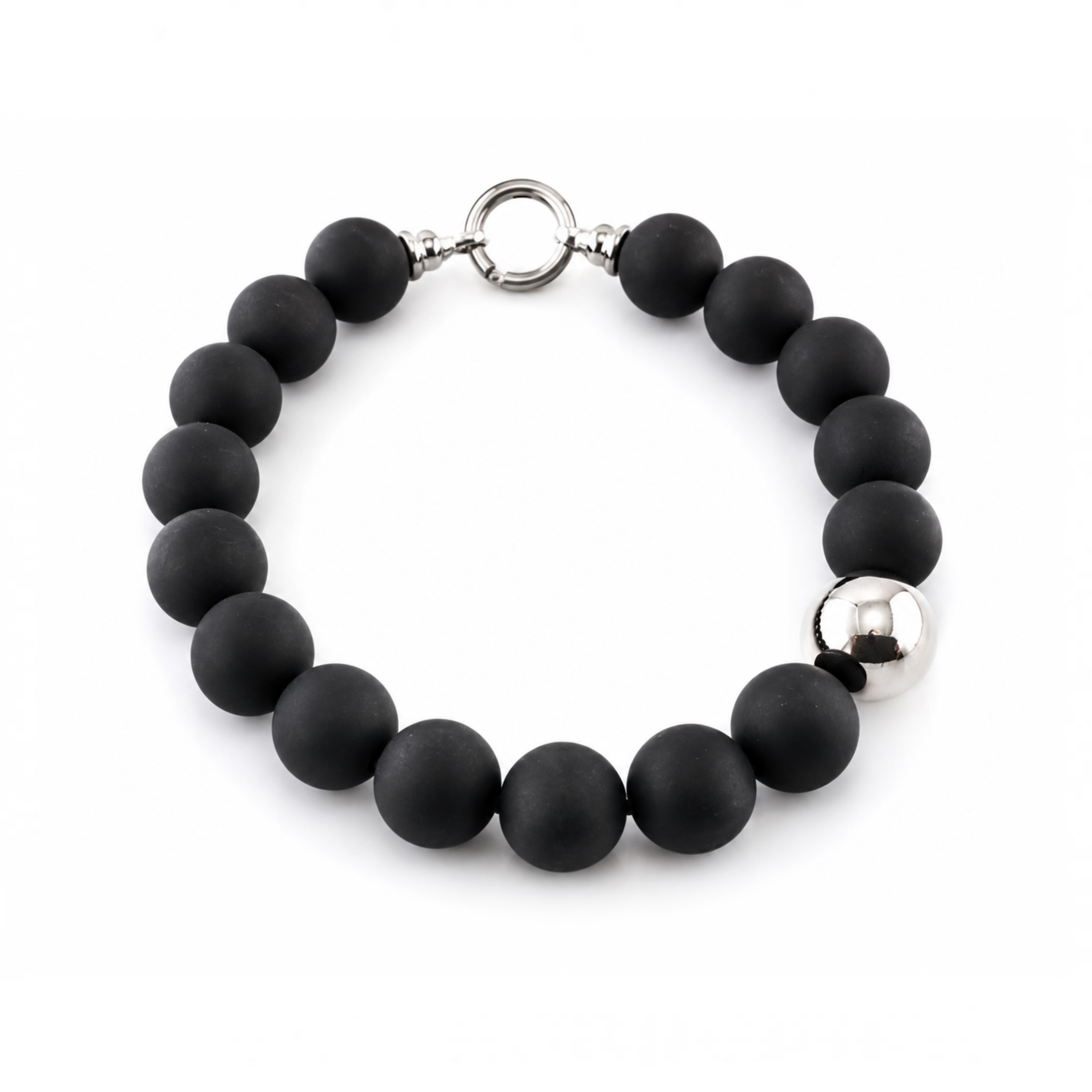 The Seventy Collection- 25 mm Ingrid Black Silver Matte Bold Statement Necklace