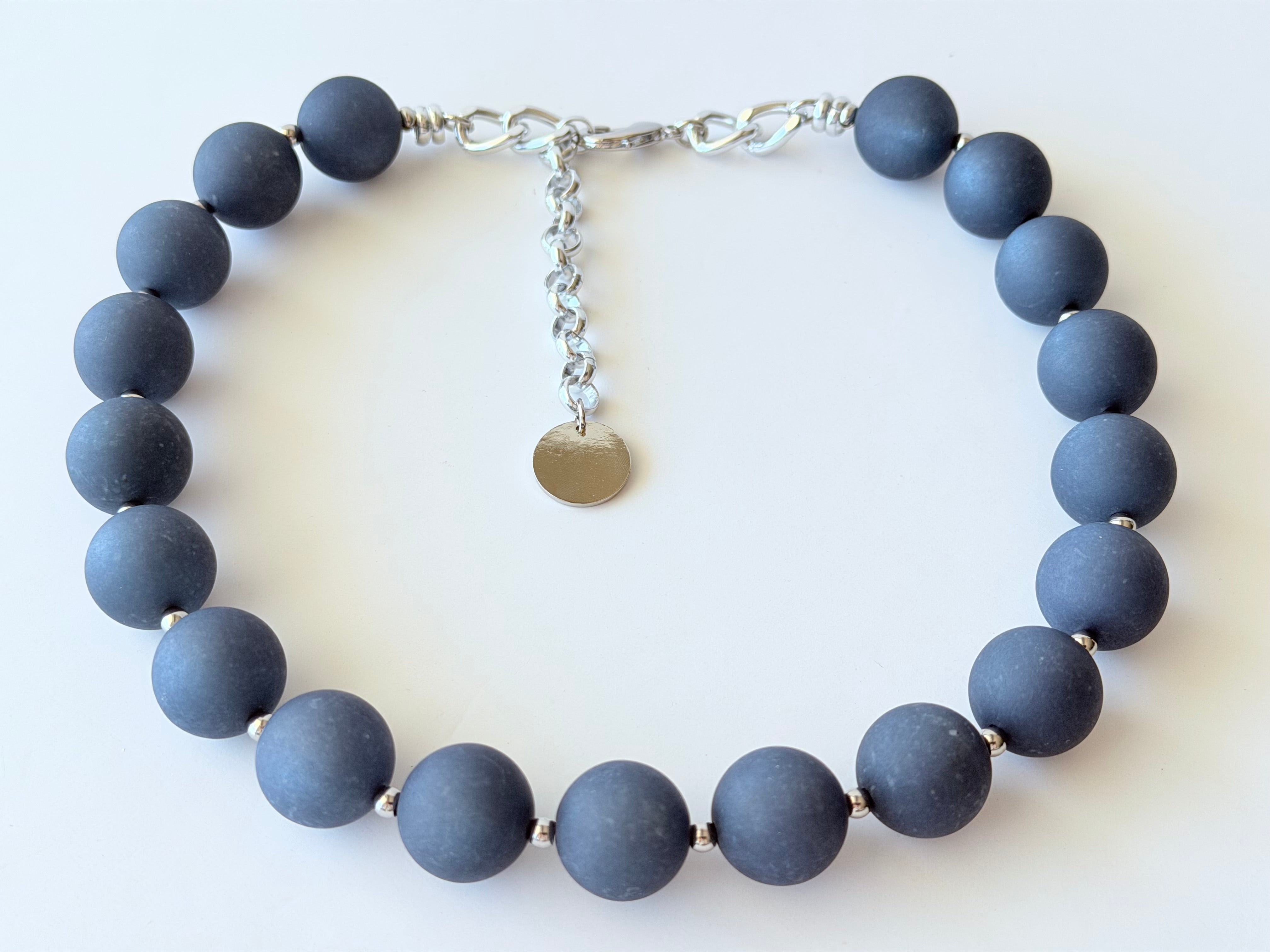 THE SEVENTY COLLECTION- 18 MM DARK BLUE MATTE STATEMENT NECKLACE BY TESSA BIJOUX
