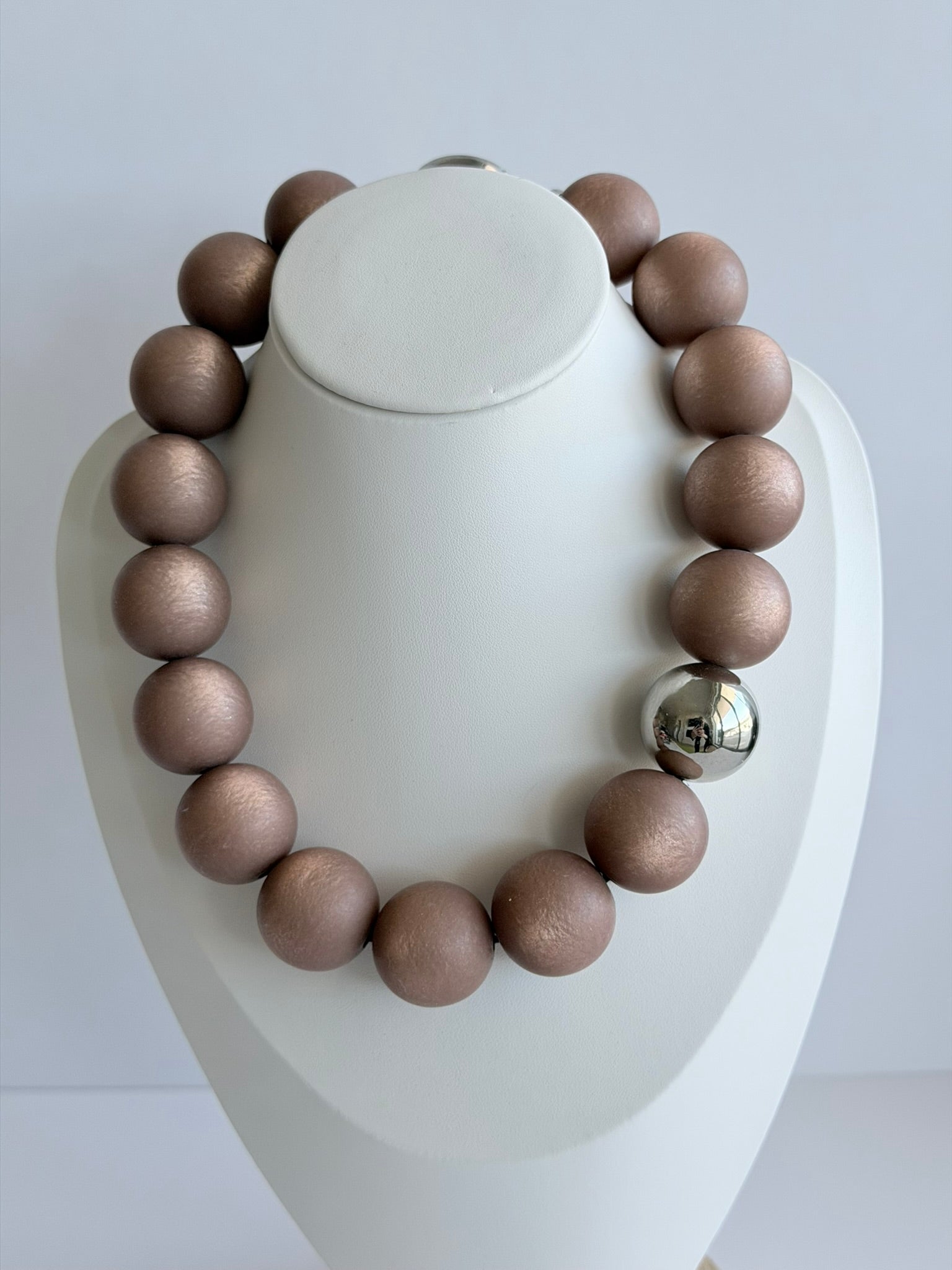 The Seventy Collection- 25 mm Ingrid Mocha Mousse Bold Statement Necklace