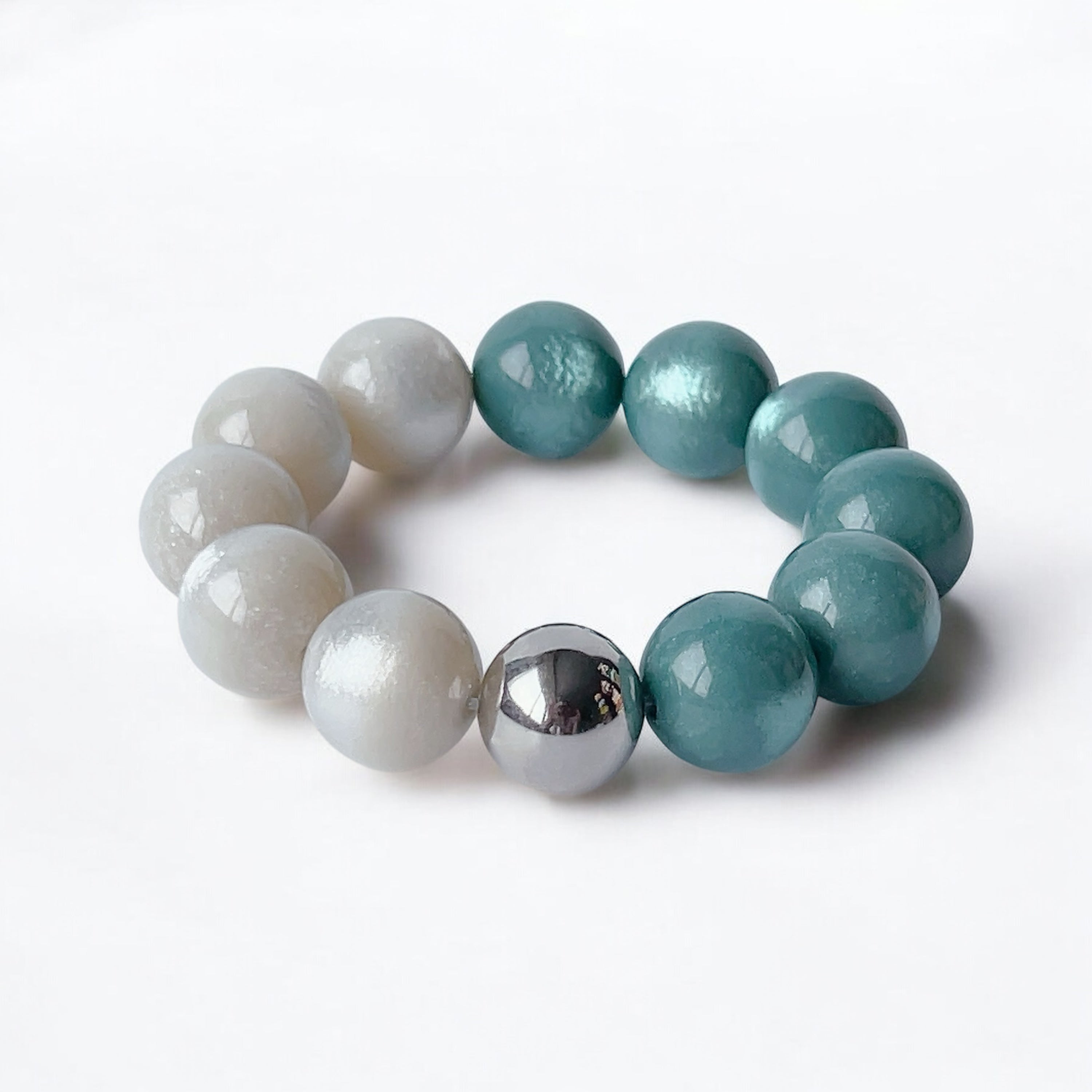 The Seventy Collection- 18 mm Ingrid Teal Green White Bracelet by Tessa Bijoux