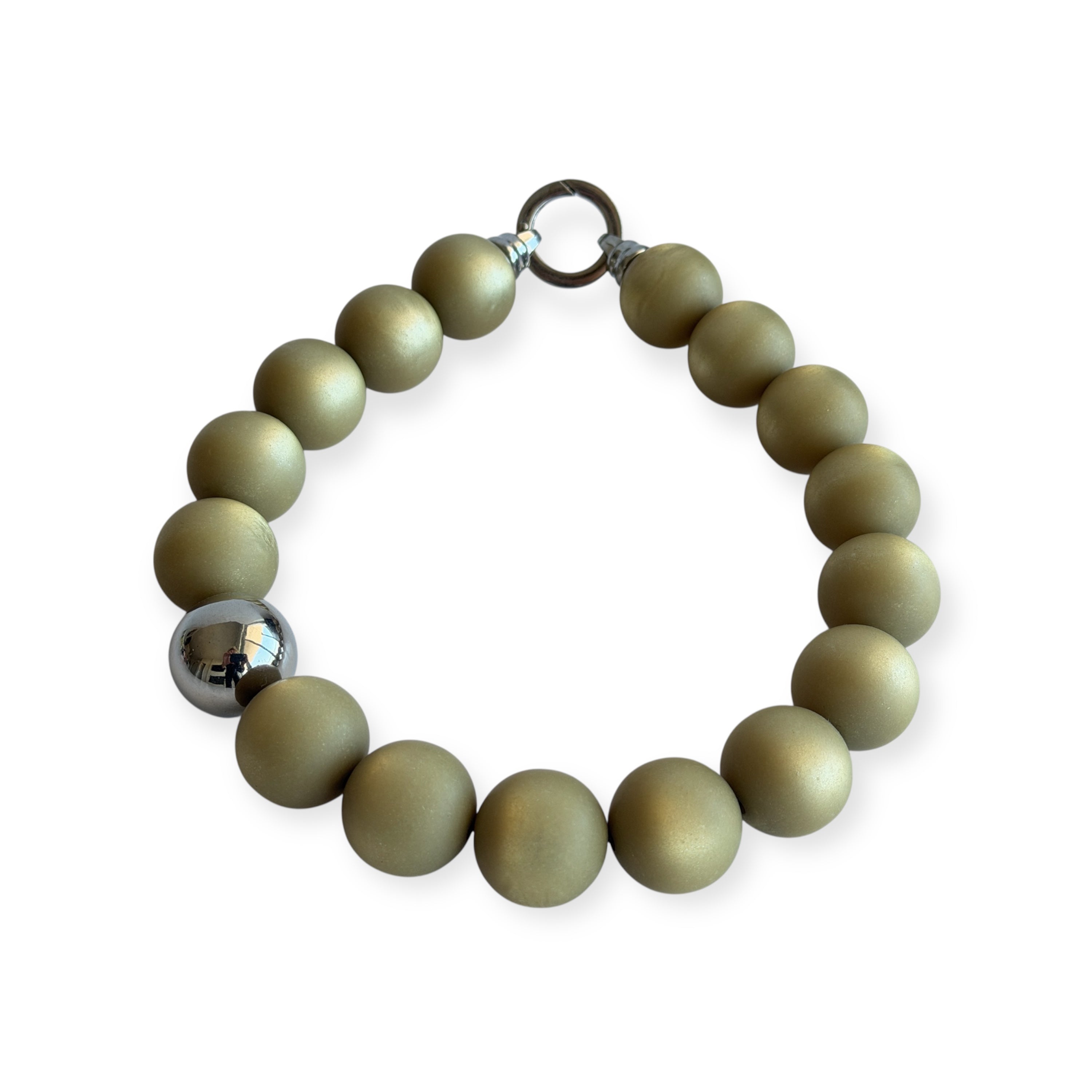The Seventy Collection- 25 mm Ingrid Sage Green Matte Pearlescent Bold Statement Necklace